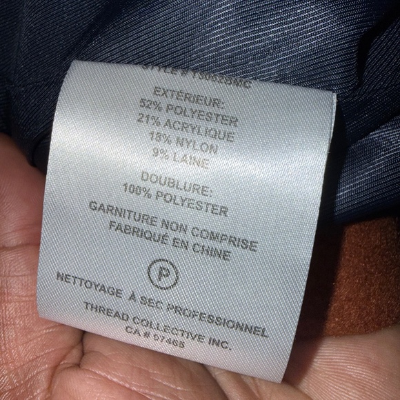 Brand new! Badgley Mischka Terry color blocking Cognac/Navy long coat. Size-M. - Picture 15 of 16